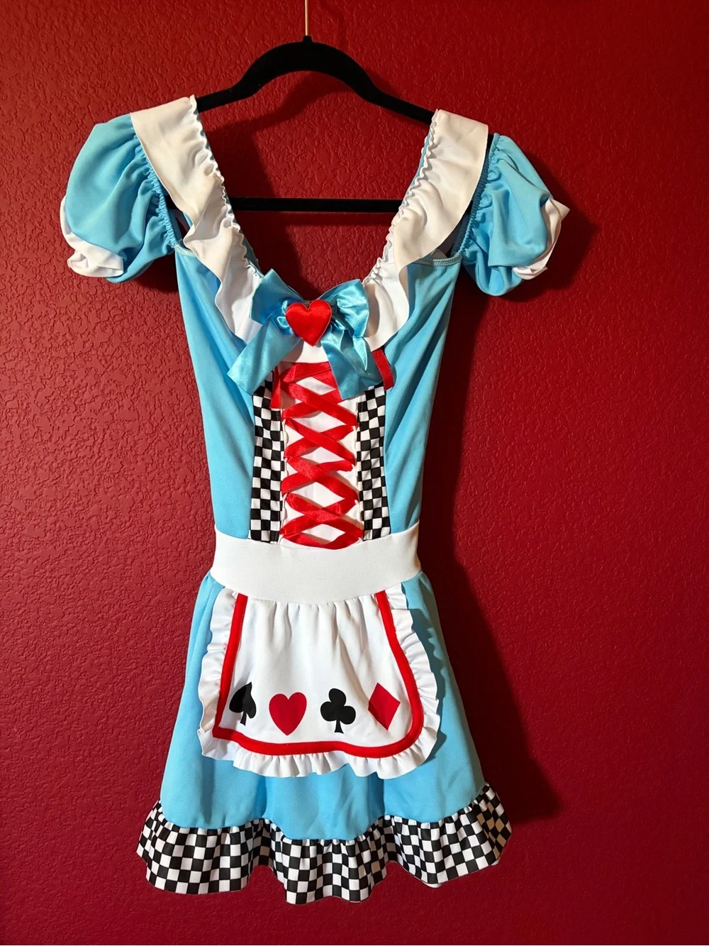 Alice in Wonderland themed Blue Hearts & Cards Girls' Costume Dress